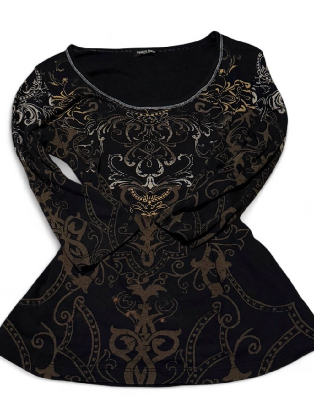 Vanilla Sugar Y2K 3/4 Sleeve Rhinestoned Grungy Top